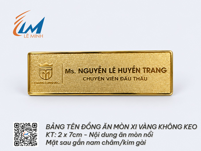 ĐỒNG ĂN MÒN NỔI XI VÀNG KHÔNG PHỦ KEO