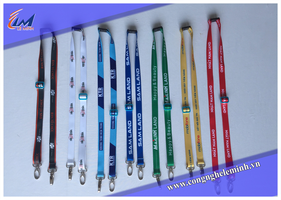 In dây đeo thẻ nhân viên chất liệu Satin