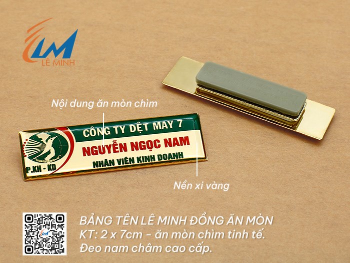 LÀM BẢNG TÊN ĐEO ÁO BẰNG ĐỒNG ĂN MÒN