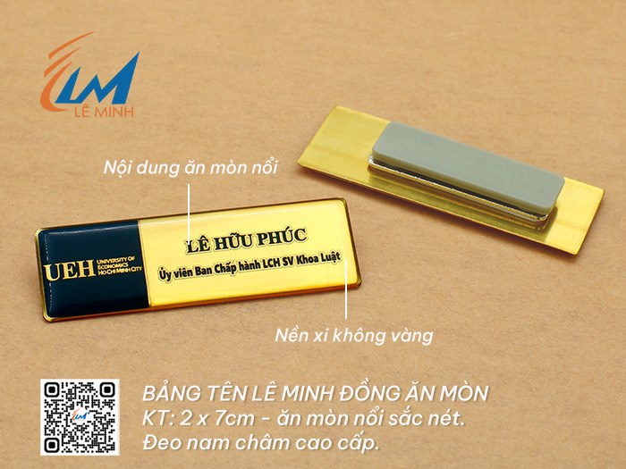 LÀM BẢNG TÊN ĐEO ÁO BẰNG ĐỒNG ĂN MÒN