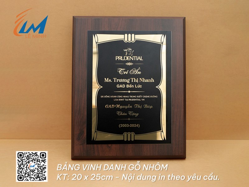 BẢNG VINH DANH 20CM x 25CM