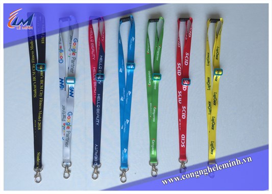 In dây đeo thẻ nhân viên chất liệu Satin