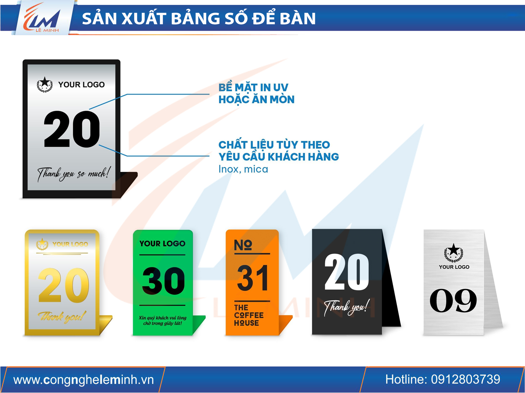 SẢN XUẤT BẢNG SỐ ĐỂ BÀN